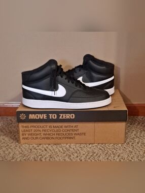 Nike Court Vision Black & White Mid-Top Men's Sneakers Size 13